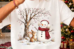 Christmas Snowman & Bunny PNG | Cute Winter Woodland Sublima Product Image 3