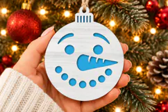Christmas Snowman Face Ornament SVG, Laser Cut Bauble Product Image 2