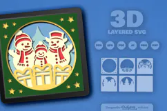 Christmas Snowman Family Layered Papercut Product Image 2