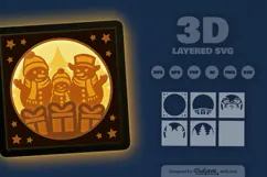 Christmas Snowman Family Layered Papercut Product Image 3