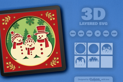 Christmas Snowman Family Layered Papercut Product Image 2