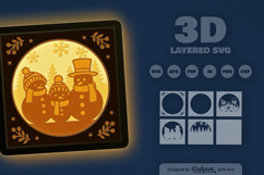 Christmas Snowman Family Layered Papercut Product Image 3