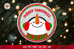 Christmas Round Sign Bundle SVG, Snowman Door Sign Product Image 12