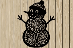 Christmas snowman mandala stencil silhouette SVG Product Image 1