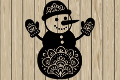Christmas snowman mandala stencil silhouette SVG Product Image 1