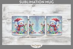 Christmas Snowman Entangled in Lights Mug Wrap Sublimation Product Image 1