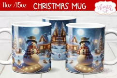 Christmas snowman mug sublimation wrap PNG 11oz 15oz Product Image 1