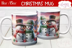 Christmas snowman mug sublimation wrap PNG 11oz 15oz Product Image 1