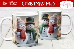Christmas snowman mug sublimation wrap PNG 11oz 15oz Product Image 1