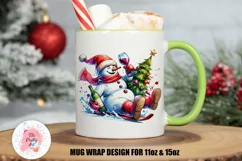 Christmas Mug Wrap For 11 oz and 15 oz, 3d Mug, Christmas Snowman Png