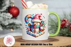 Christmas Mug Wrap For 11 oz and 15 oz, 3d Mug, Christmas Snowman Png
