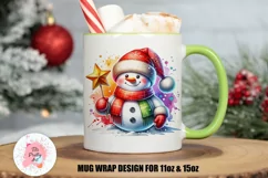 Christmas Mug Wrap For 11 oz and 15 oz, 3d Mug, Christmas Snowman Png