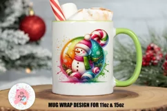 Christmas Mug Wrap For 11 oz and 15 oz, 3d Mug, Christmas Snowman Png