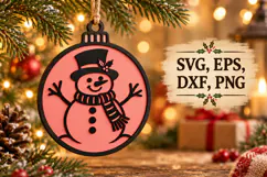 Christmas Snowman Ornament Laser Cut Product Image 2