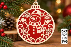 Christmas Snowman Ornament Laser Cut SVG Product Image 1