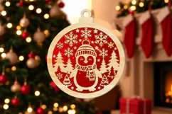 Christmas Snowman Ornament Laser Cut SVG Product Image 2