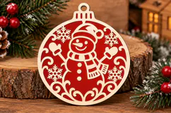 Christmas Snowman Ornament Laser Cut SVG Product Image 2