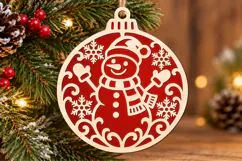 Christmas Snowman Ornament Laser Cut SVG Product Image 3