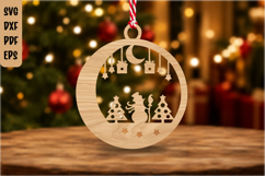 Christmas Snowman Ornament Laser Cut SVG File Product Image 1