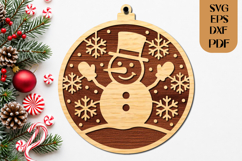 Christmas Snowman Ornament SVG Laser Cut Product Image 1