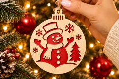 Christmas Snowman Ornament SVG, Laser Cut Snowflake Decor Product Image 2