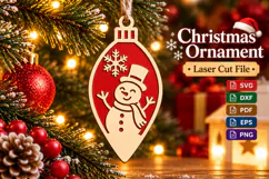 Christmas Snowman Ornament SVG, Red Laser Cut Bauble File Product Image 1