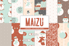 Christmas digital paper pack with snowman patterns and winter holiday designs