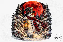 Christmas Snowman PNG | Red Moon Winter Wonderland Lantern Product Image 1
