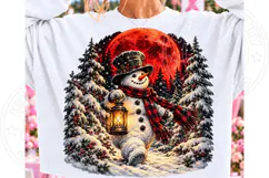Christmas Snowman PNG | Red Moon Winter Wonderland Lantern Product Image 2