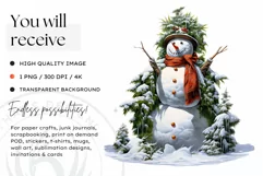 Christmas Snowman PNG Clipart for crafts & sublimation Product Image 2