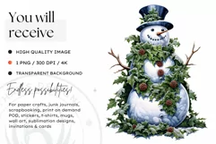 Christmas Snowman PNG Clipart for crafts & sublimation Product Image 2