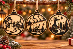 Christmas Snowman Sleigh Fox Laser Cut Product Image 2