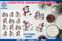 Watercolor Christmas Snowman Stickers Printable Design Product Image 1