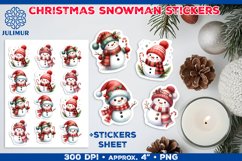 Watercolor Christmas Snowman Stickers Printable Design Product Image 1