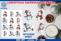 Watercolor Christmas Snowman Stickers Printable Design Product Image 1