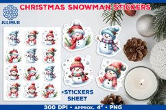 Watercolor Christmas Snowman Stickers Printable Design Product Image 1