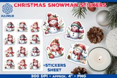 Watercolor Christmas Snowman Stickers Printable Design Product Image 1