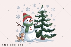 Christmas Snowman png,Funny Christmas Snowman with Dog Png Product Image 2