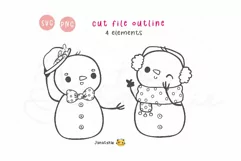 Kawaii Christmas snowman svg cut file silhouette Product Image 3