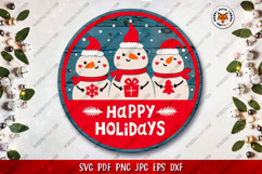 Christmas Round Sign Bundle SVG, Snowman Door Sign Product Image 5