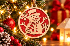 Christmas Snowman SVG File, Laser Cut Glowforge Ornament Product Image 1