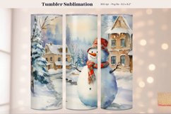 Christmas Snowman Tumbler Wrap  Watercolor Winter Tumbler 