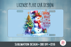 Christmas Snowman Winter Car Plate Sublimation Design Png