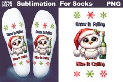 Funny Christmas Wine Socks | Sublimation Designs For Socks Product Image 1