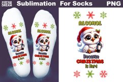 Funny Christmas Wine Socks | Sublimation Designs For Socks Product Image 1