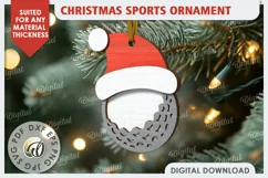 Golf Ball Sports Christmas Ornament Laser Cut. Santa Hat SVG Product Image 1