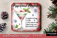 Christmas Square Coaster Sublimation, Cocktail Recipe Design
