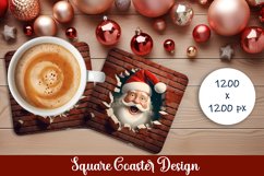 3d Santa Claus Square Coaster Sublimation brick cracked hole Product Image 1