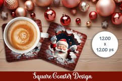 3d Santa Claus Square Coaster Sublimation brick cracked hole Product Image 1