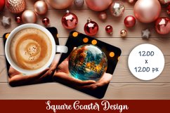 Glass ball with lock Square Coaster Sublimation Product Image 1
